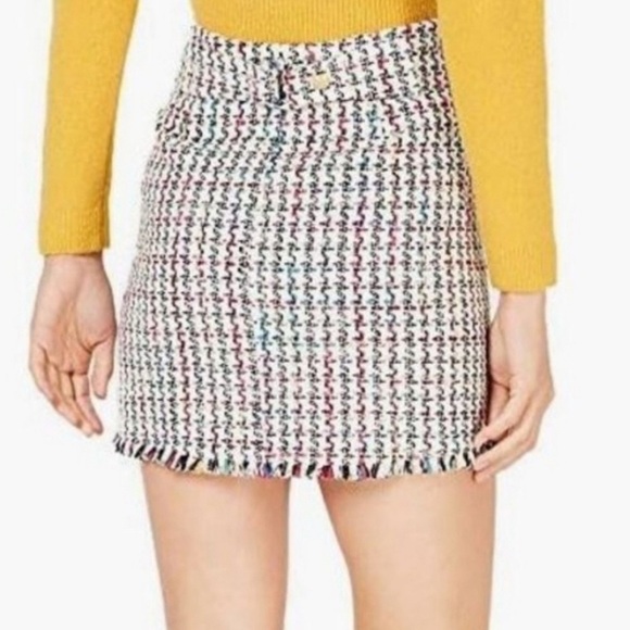 Leyden Tweed Houndstooth Raw Edge Skirt XS Multi - Picture 3 of 15